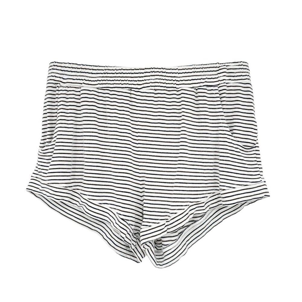 MAISON DU SOIR Elody Sleep Short in Off White & Chocolate Stripe XS